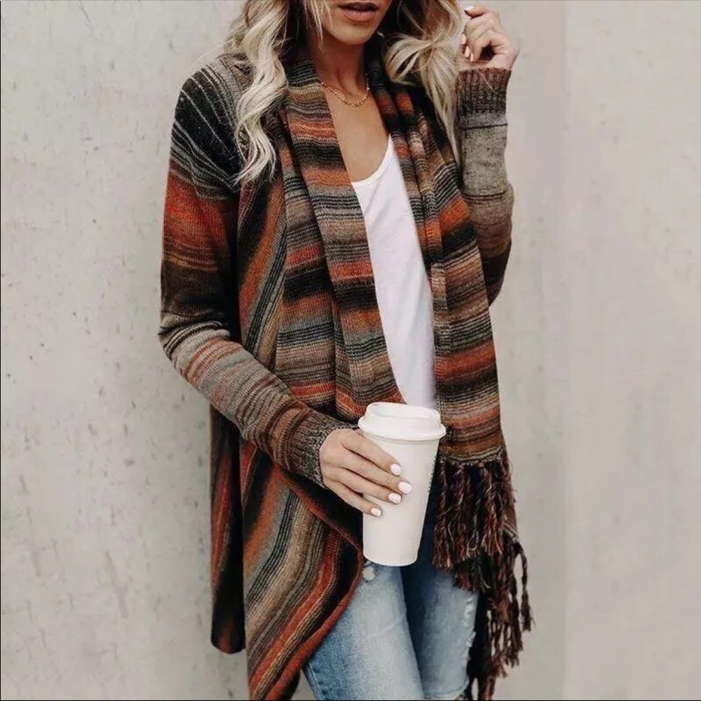 The Santa Fe Fringed Wrap Sweater - Picture 3 of 6